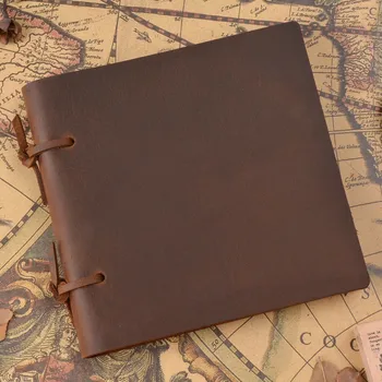 

Handmade Genuine Leather Notebook Rustic Diary Journal Crazy Horse Leather Cover Environmental Paper Vintage Memo Notepad