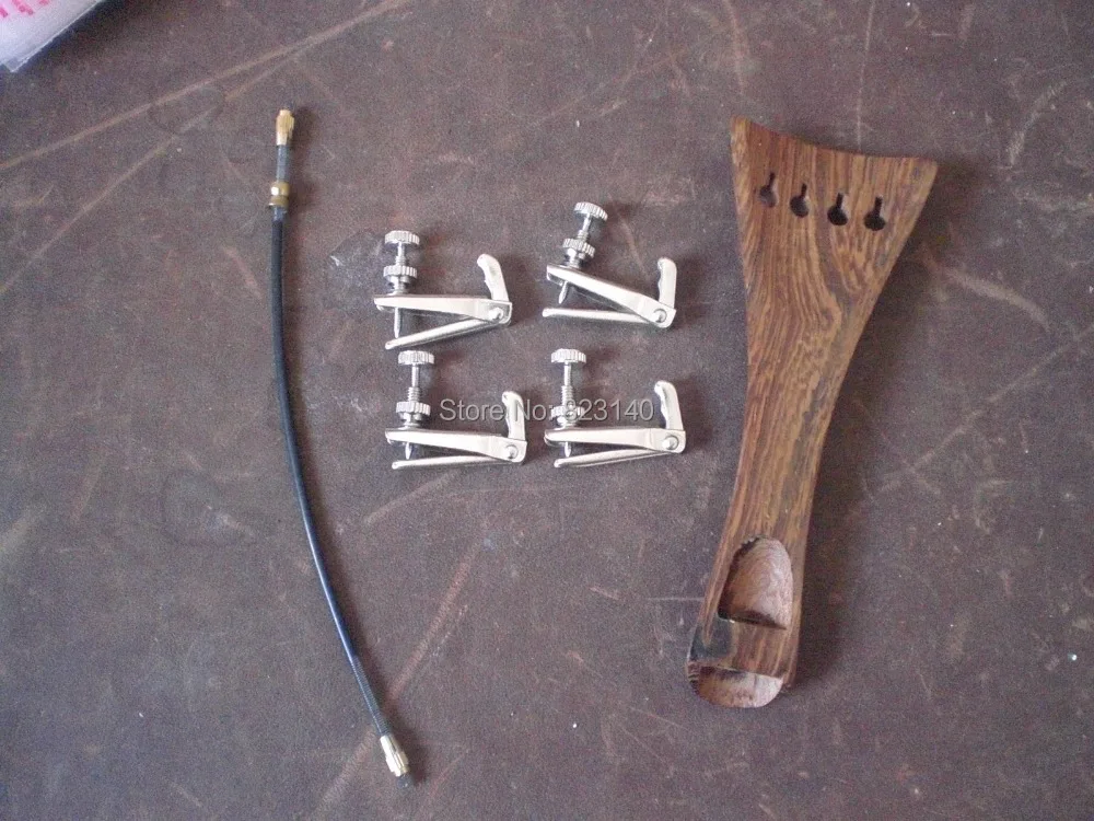 

1 PC Wenge wood Tail piece with 4 PCs Silver color Fine tuner & tail gut all 4/4