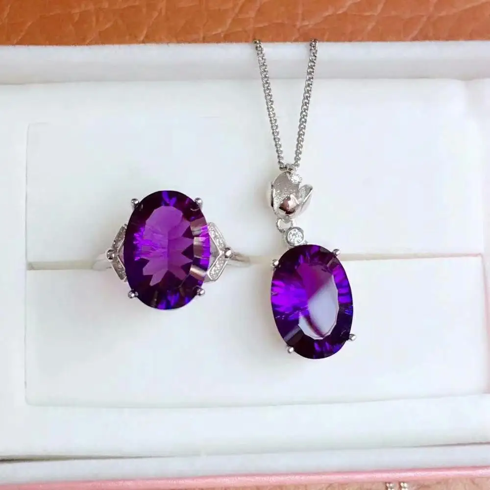 

shilovem 925 sterling silver Piezoelectricity amethyst Rings pendants fine Jewelry send necklace new wedding plant mtz1014992agz