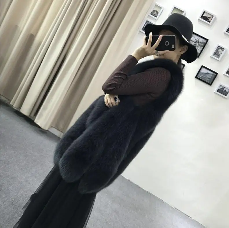 Новое поступление, зимний теплый модный брендовый женский жилет из искусственного меха, пальто из искусственного меха, жилет из лисьего меха, Colete Feminino, плюс размер, S-4XL