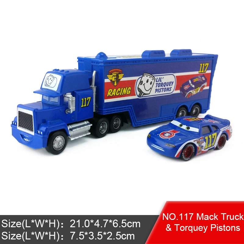 Disney Pixar Cars 2 3 Lightning McQueen Jackson Storm Mack Uncle Truck King 1:55 автомобиль из литого металла игрушка для детей подарок - Цвет: Mack and NO.117