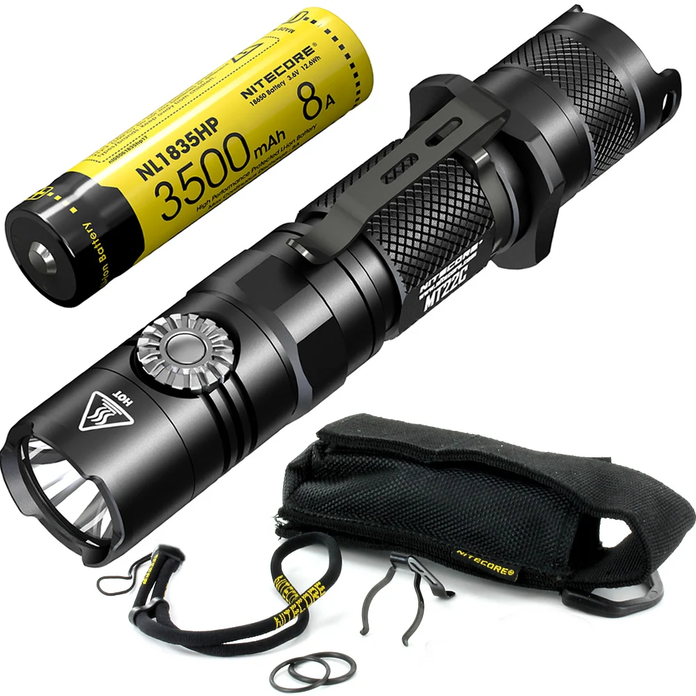 

Wholesale Spotlight NITECORE MT22C 1000LM Flashlight + 18650 Rechargeable Battery Rotary Switch Search Portable Waterproof Torch