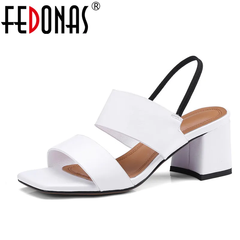 

FEDONAS 2018 Women Sandals Summer Ankle Strap Flip Flops Shoes Woman Genuine Leather Shoes Ladies High Heeled Sandalas Women