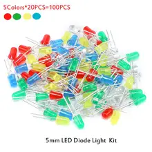 100 шт 5 мм светодиодный диодный светильник Набор DIY светодиодный s Набор белый желтый красный зеленый синий электронный diy Набор Горячая Распродажа