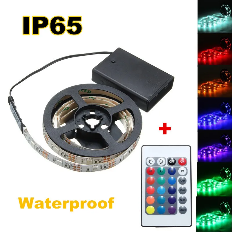 30/50/100/150/200CM Battery Powered 5050 RGB LED Flexible Strip Light + Remote Party Home Decor DC5V