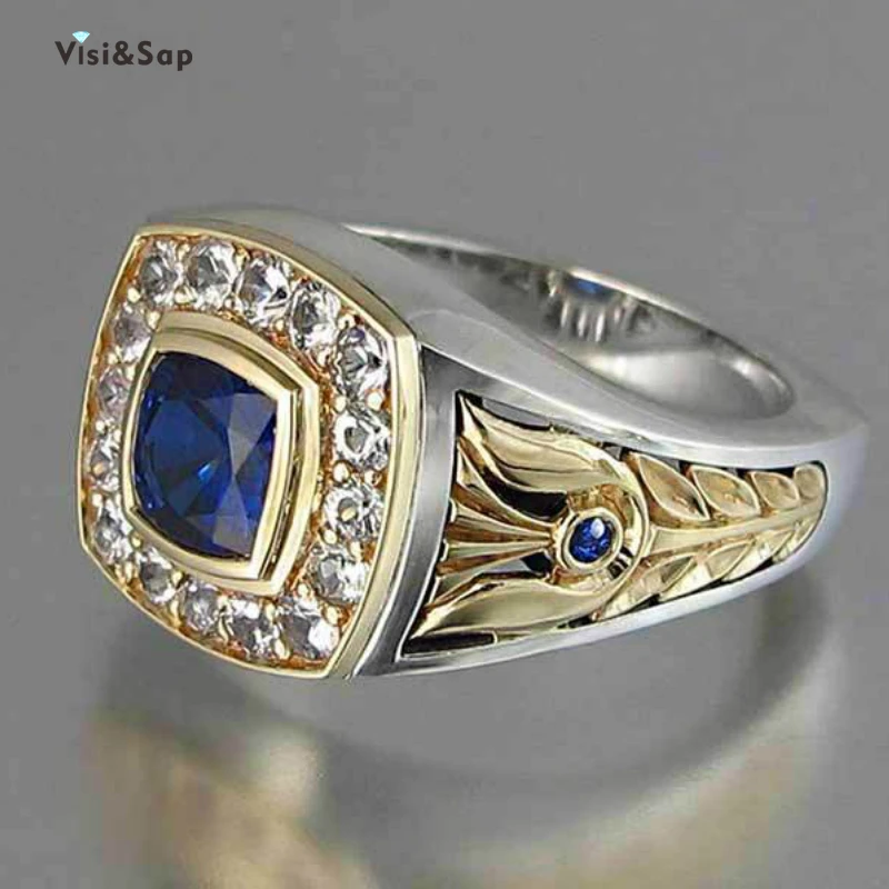 Best Visisap Europe King Rings for Male Inlaid Blue Zircon Retro Fashion Multi Color Men Ring Jewelry Manufacturer Dropshipping B2624