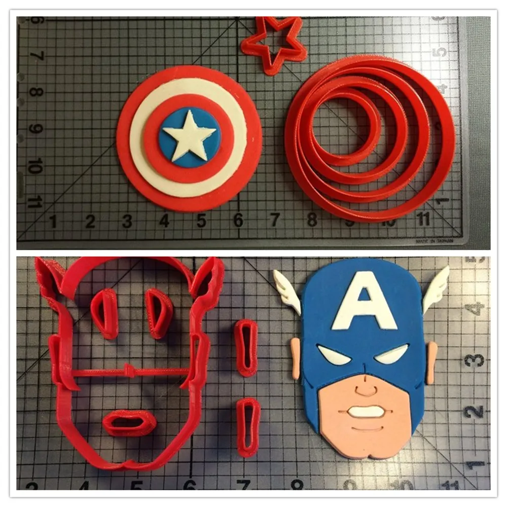 

Custom Made 3D Printed Cartoon Supper Hero Series Fondant Cake Cookie Cutter Set