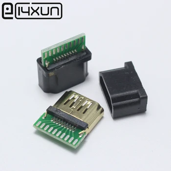 

EClyxun 1pcs/lot Gold Plated HDMI A Type Female Socket with PCB Board Solder Type with plastic shell