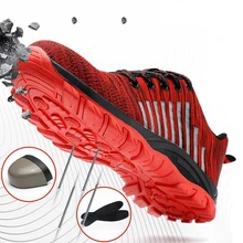 Стальная Уличная обувь Toecap для мужчин и женщин, легкая дышащая рабочая обувь, сетчатая рыболовная сетка, обувь с защитой от проколов