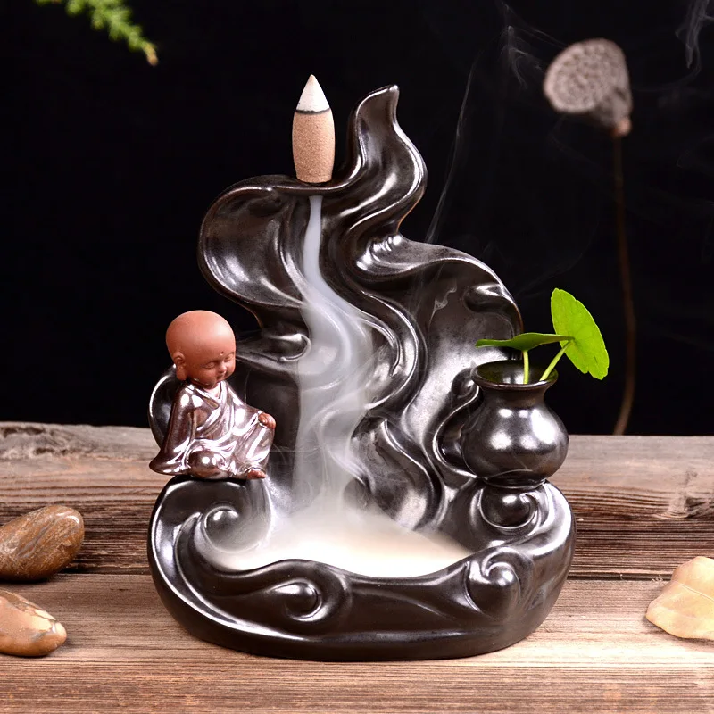 

Creative Backflow Incense Burner Ceramic Aromatherapy Waterfall of Smoke House Air Aromatic Incense Cones Sticks Holder Stand