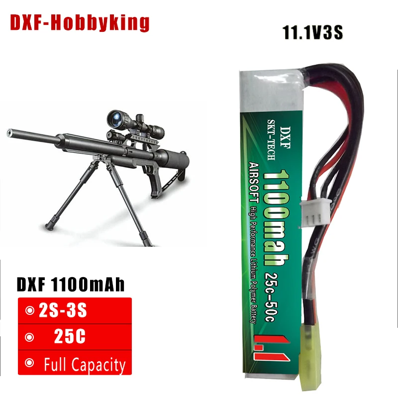 

2017 DXF Good Quality RC Lipo Battery 11.1V 1100mAh 25C 3S MaX50C For Mini Airsoft Guns Model RC Battery AKKU