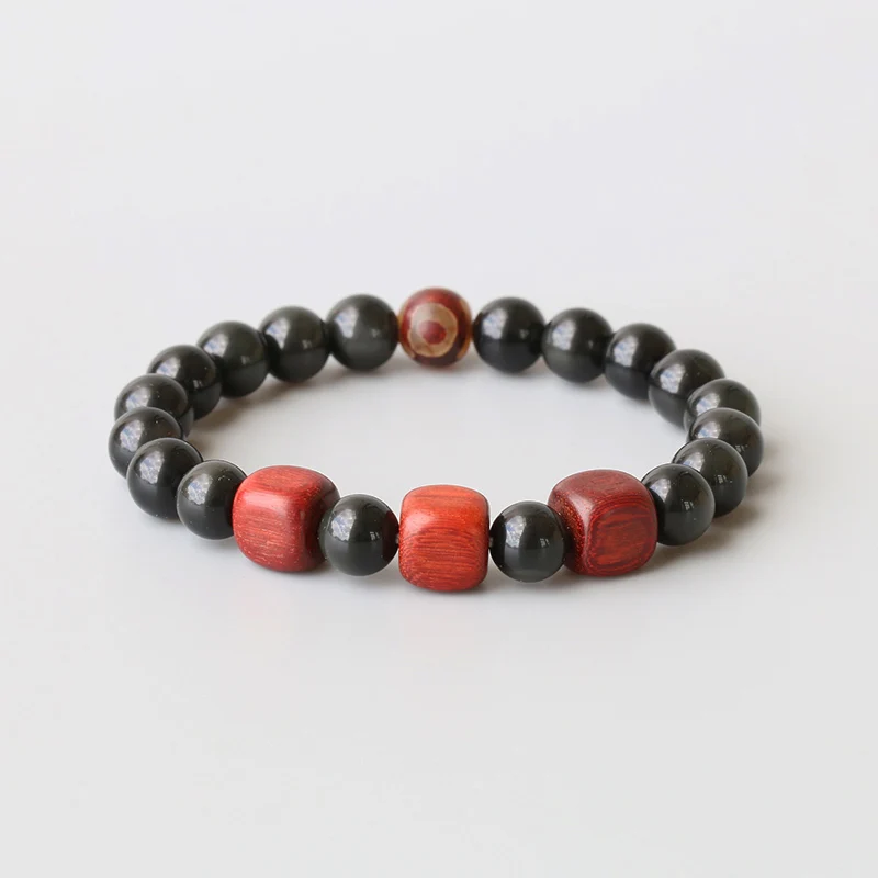 Double-Rainbow-Eyes-Black-Obsidian-Natural-Rosewood-with-Three-Eye-Tibetan-Beads-Stretch-Bracelet-Ethnic-Jewelry-Reikinn-BSM012 (4)