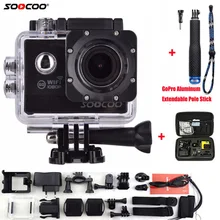 SOOCOO Action Camera C20 Full HD 1080P WIFI Waterproof 170 Wide Angle Sports Cam Extra Aluminum Extendable Pole Stick+ Bag