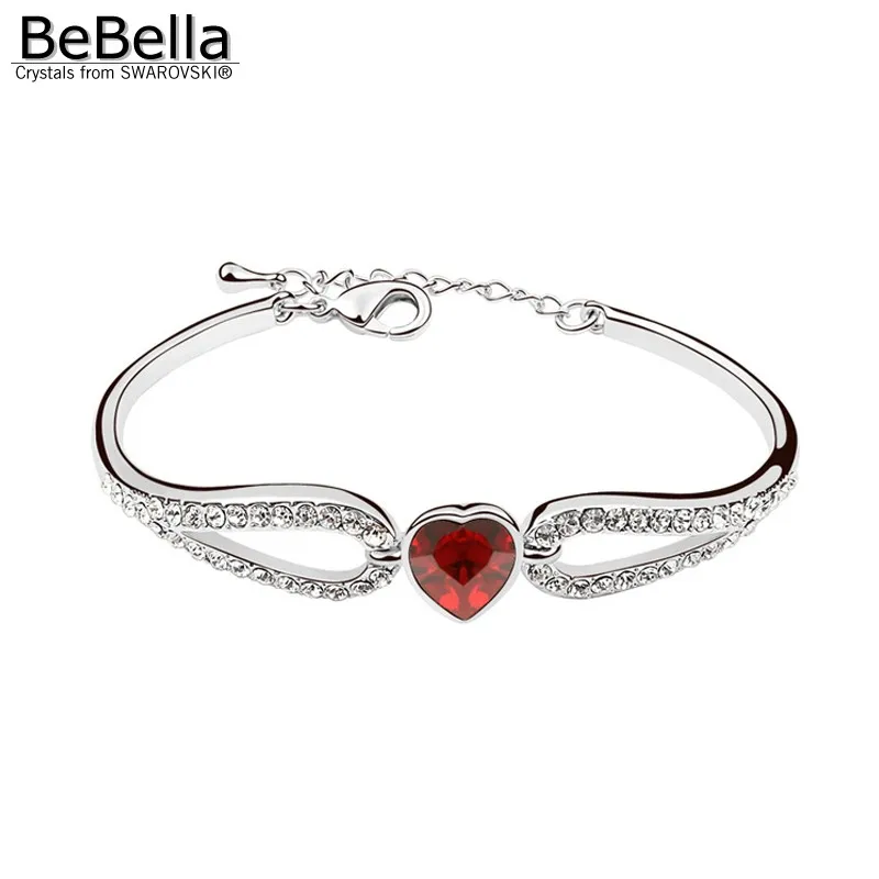 Женский Браслет манжета BeBella heart wing с элементами Swarovski модное ювелирное изделие