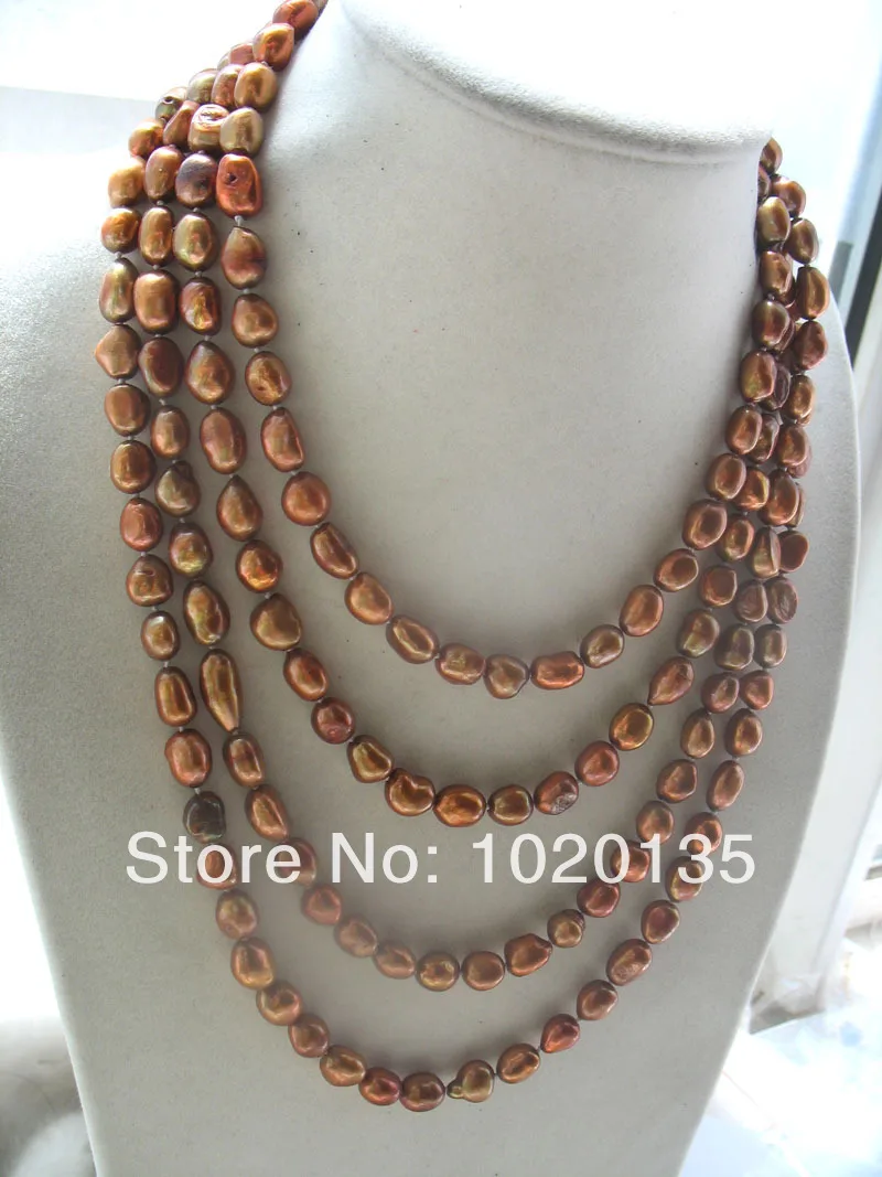 

freshwater pearl necklace brown baroque 7-9mm nature 75" beads LONGER! FPPJ wholesale