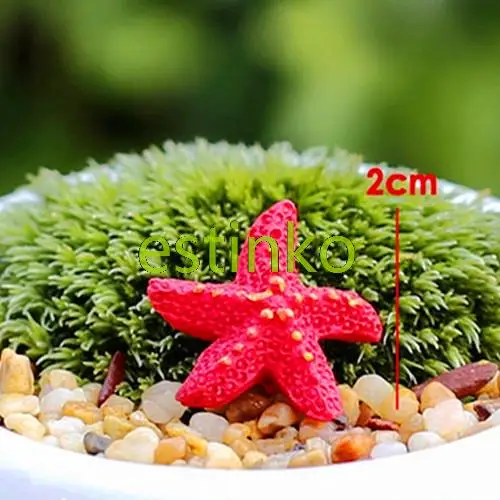 Micro Landscape Crafts Mini Red Starfish 1pcs Resin Mini Ornament Scenery Bonsai Accessory Flower Pot Decoration Free Shipping