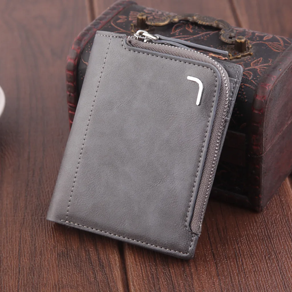 Для мужчин с коротким Стиль Винтаж многофункциональная молния портмоне держатель для карт кожаная сумка минималистичный кошелек Для мужчин s, сумочка для денег, высокое качество# JX