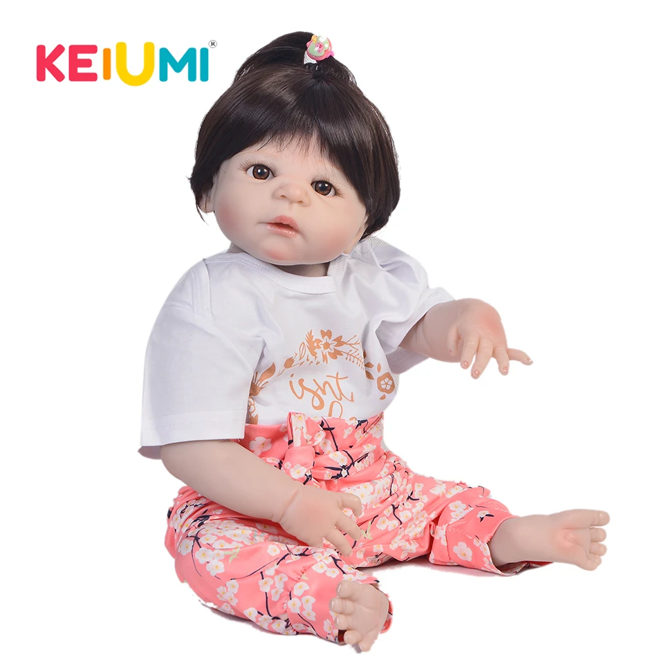 

Fashion 23'' 57 cm Newborn Baby Girl Full Silicone Body Reborn Dolls Realistic like Kids Playmate Baby Toys Girl Birthday Gifts