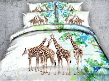 

3pcs 3d duvet cover set single full queen super king size bedclothes kids cartoon dinosaur giraffe zebra penguin bedding sets