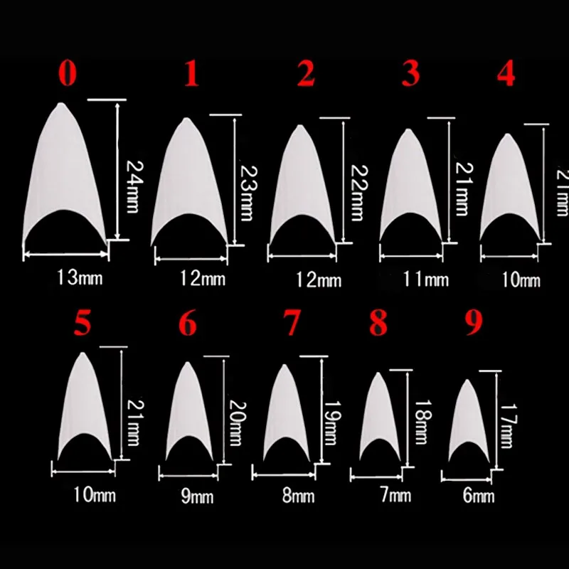 500 шт Горячие белые острые концевые шпильки акриловые накладные ногти пластиковые накладные кончики на шпильках профессиональные салонные инструменты для красоты
