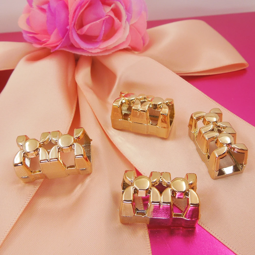 

26*14*14mm,20pcs uv plated rose gold no fade ribbon buckles rhombus acessories Invitation Ribbon Slider Headband Hair Clip DIY