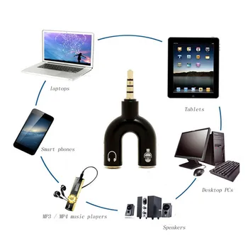 

Y Shape 3.5mm Earphone Splitter Adapter 1 Male to 2 Female Audio Converter Stereo Adapter for PC/MP3 Phone Headphone Audio Cable