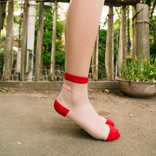 Японские летние женские прозрачные носки Harajuku, эластичные носки со стразами, японские стеклянные шелковые носки для творчества, Calcetines Mujer