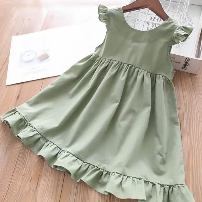 

2019 Baby Girls Cotton Solid Back Bow Summer Dresses, Princess Children Cute Dress 5 pcs/lot, Wholesale