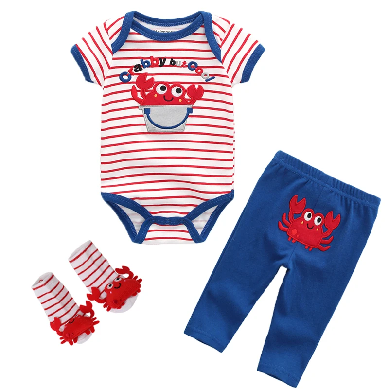 Коллекция подарков для маленьких девочек из 3 предметов Одежда для новорожденных боди с брюками для маленьких мальчиков 3-12 месяцев