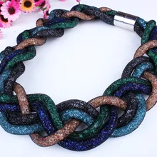 Европейцы и американцы Звездная Пыль ретро многослойная сетевая труба обмотка Плетеный Твист кристалл ожерелье ювелирные изделия