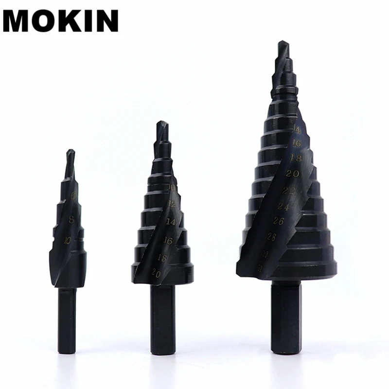

4-32mm Step Drill Bit Nitriding High Speed Steel Triangle Shank For Cone Hole Cutter Wood Metal Plastic Spiral Drill Bits