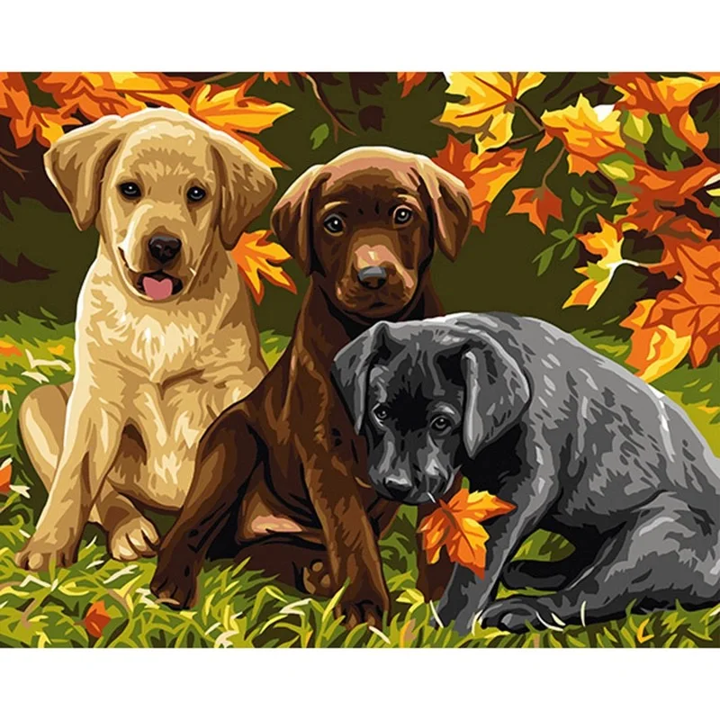 

Many dogs Three dogs Animal DIY Digital Painting By Numbers Modern Wall Art Canvas Painting Unique Gift Home Decor 40x50cm