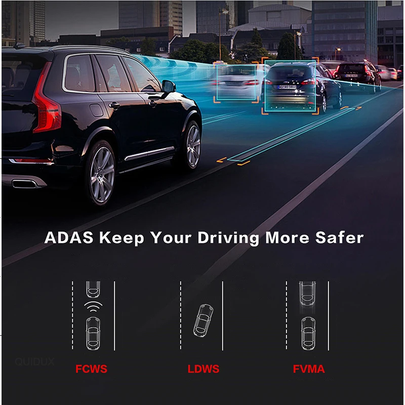 Автомобильный видеорегистратор QUIDUX 4G сенсорный экран Android mirror ADAS 1080 P GPS Bluetooth