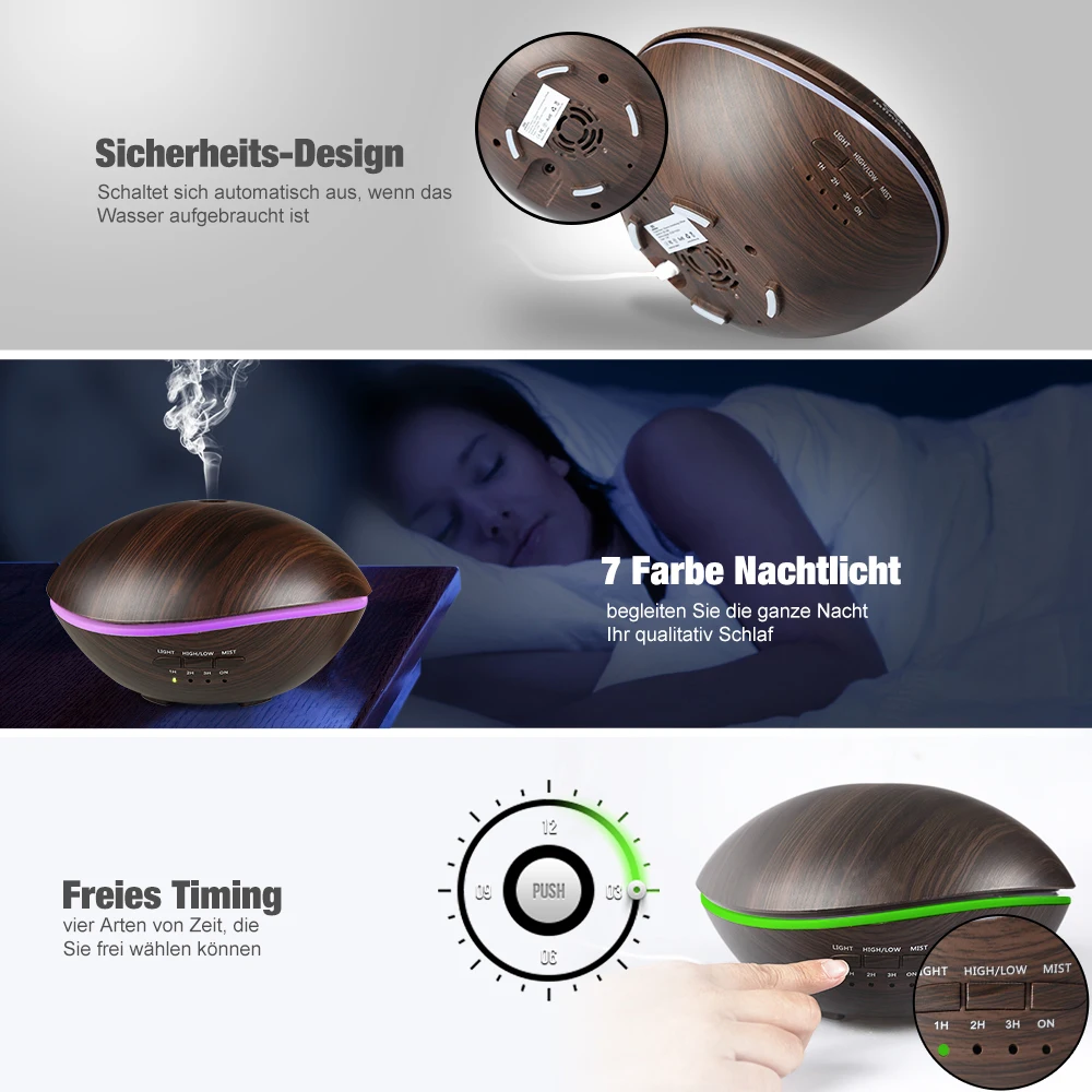 Billige Diffuserlove 500ML LED Lampe Air Ultraschall luftbefeuchter für Home Ätherisches Öl Diffusor Zerstäuber Lufterfrischer Nebel Maker für home
