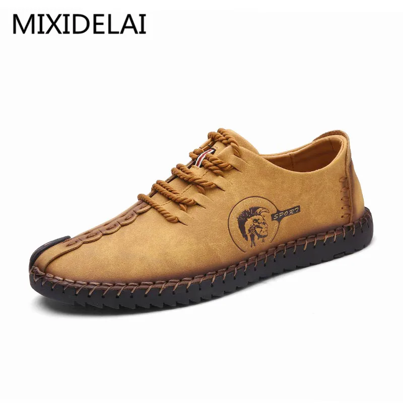 2017 New Fashion Comfortable Men Shoes Lace up Solid Genuine Leather shoes Men Causal huarache Hot