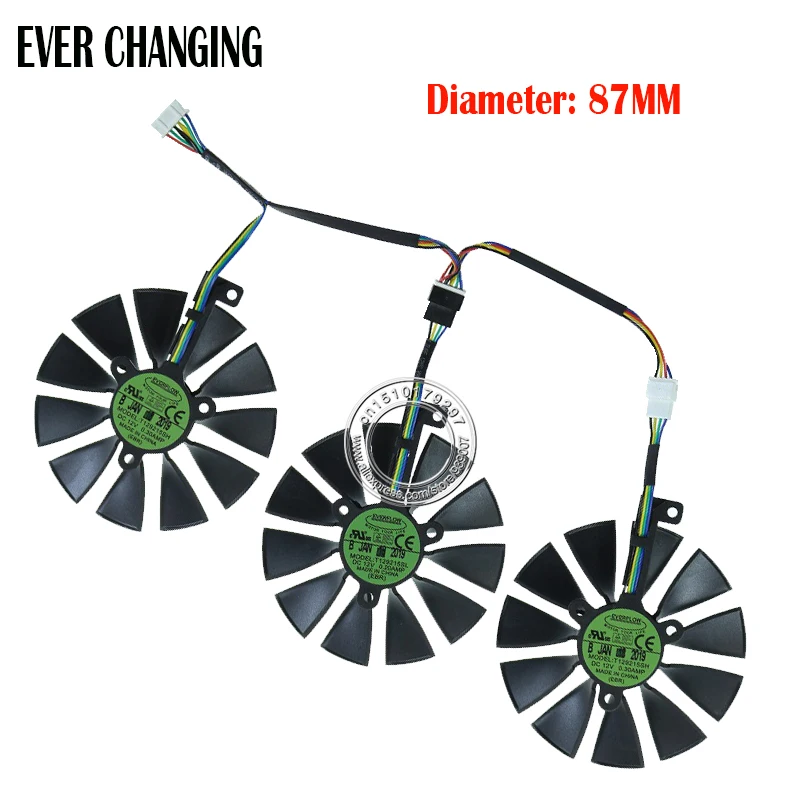 

FreeShipping T129215SH /T129215SL 12V 0.30A Fan size 87mm 3holes For ASUS ROG STRIX RTX 2070 O8G GAMING Graphic Card Cooling Fan