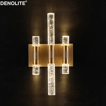 DENOLITE пост-Современный хрустальный светодиодный настенный светильник золотой/черный Настенный бра для спальни гостиной лестницы прозрачный бар с пузырьком