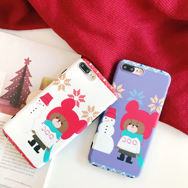 Phone Case Lovely Cartoon Snowman little bear For iPhone 7/8/6/6S/Plus/X/XS/XR/Max Soft TPU Protection Back Cover |