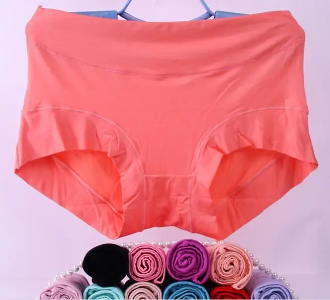 

KL156 Women solid super elastic underwear women simple ruffles plus size panties briefs