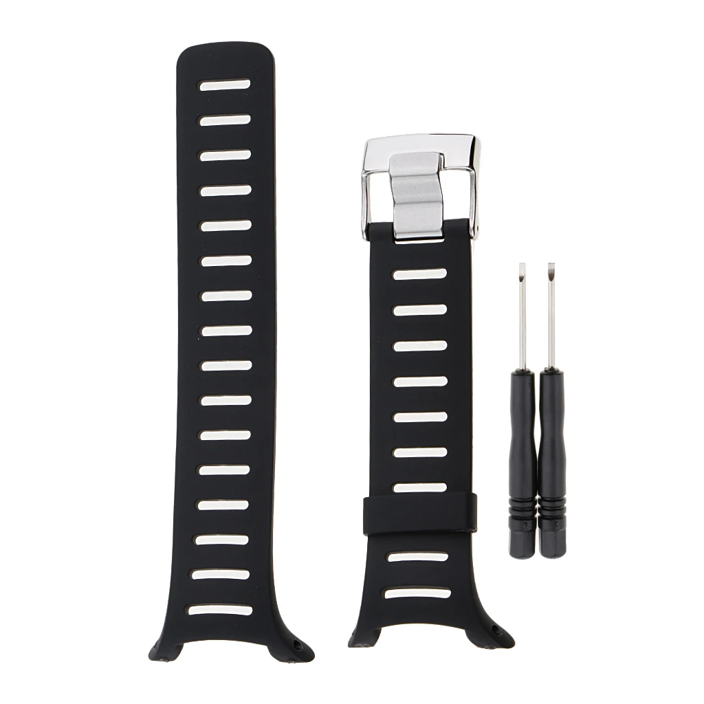 

Black Silicone Watchband for SUUNTO T Series Stainless Steel Buckle with 2pcs Screwdriver