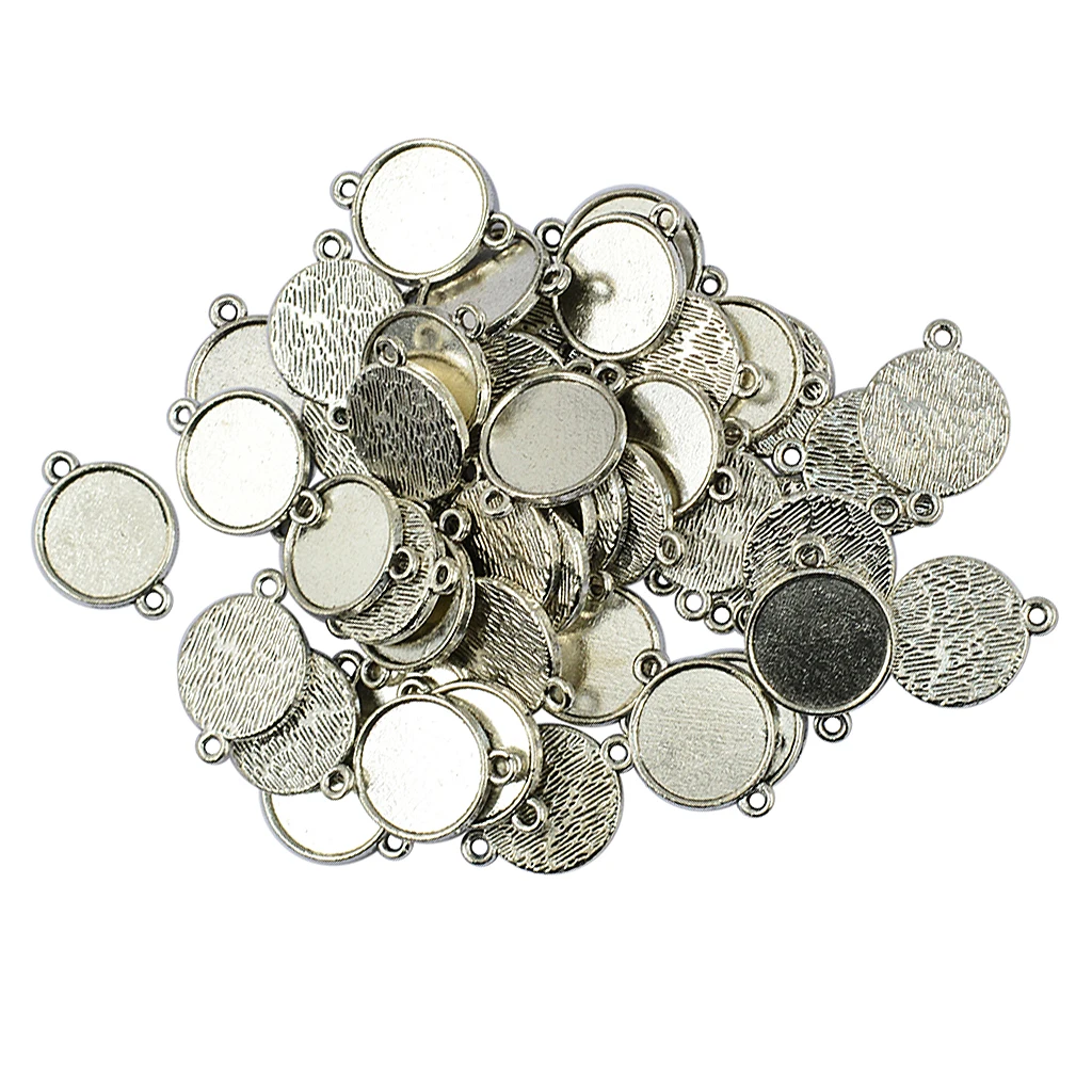 50pcs Blank Bezel Pendants Blanks Base Cabochon Settings Tray for Jewelry Making 12mm