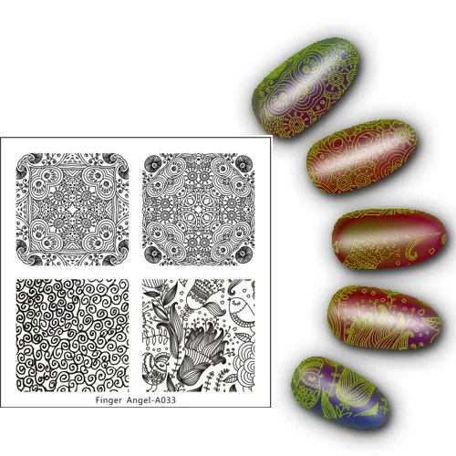 Квадратная пластина для штамповки ногтей штамповка изображения пластины для пальцев AngelA дизайн ногтей штамп шаблон 15 узоров