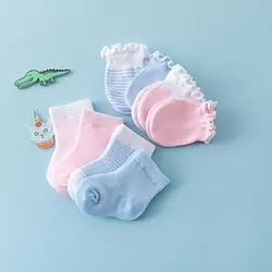 HS – 4 paires de gants anti rayures pour enfants, chaussettes pour nouveau né, respirant, Protection élastique, mitaines pour le visage, cadeau de douche 