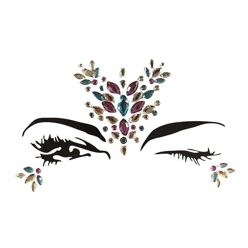 

Face Gems Adhesive Glitter Jewel Tattoo Wedding Festival Rave Party Body Make Up waterproo Tattoo Sticker Black Tatoo men Women
