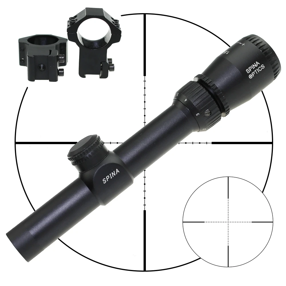 

NEW SPINA OPTICS 1.5-5X20 Riflescope Mil-dot Reticle Hunting Scope Optical Sight for Airsoft with mounts