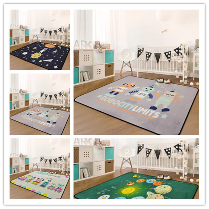 Cartoon Robot Print Carpets For Living Room Rug Child Kids Bedroom Print Carpets For Living Room Rug Child