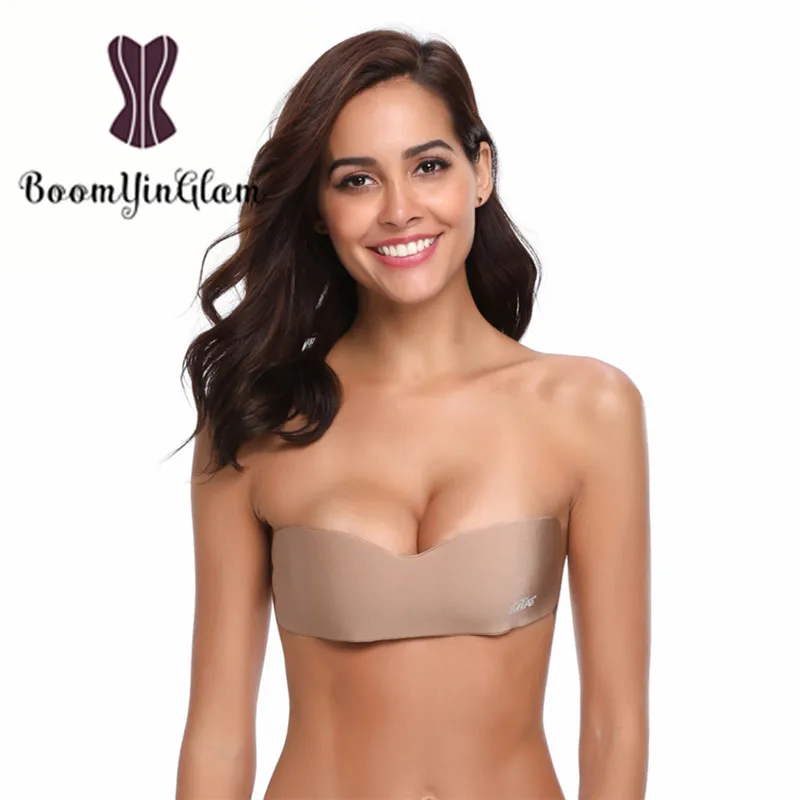 

Nude And Black Color Strapless Silicone Push-Up Backless Self-Adhesive Gel Magic Stick One-Piece Invisible Bra 9005#
