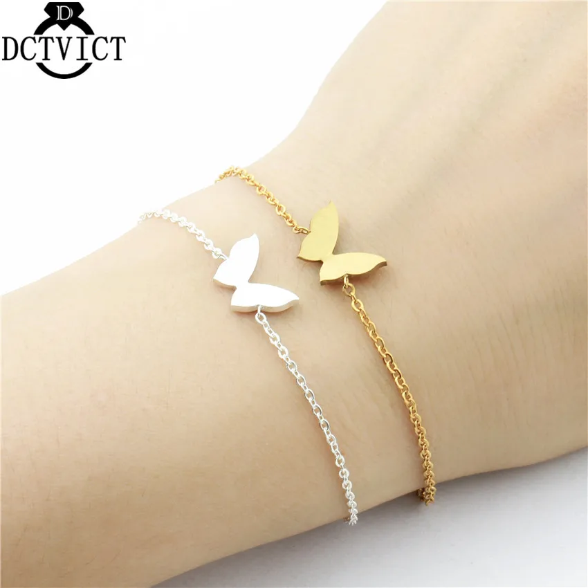 DCTVICT 10pcs/lot Cute Beautiful Butterfly Charm Bracelets For Girls Kids Hand Chain Best Friend
