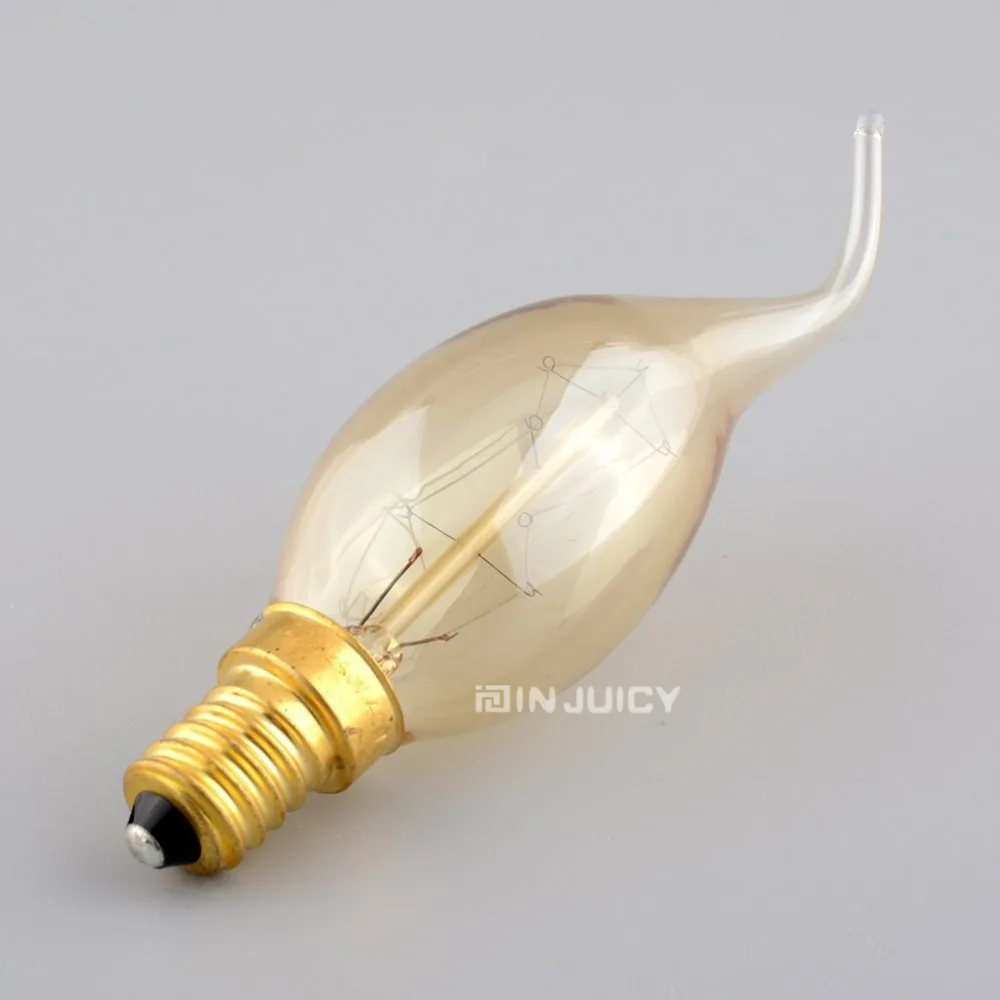 

10Pack/LOT E14 C35 Lamp candle halogen bulbs Edison retro carbon filament light for Crystal Chandelier AC110V-120V OR 220V-240V