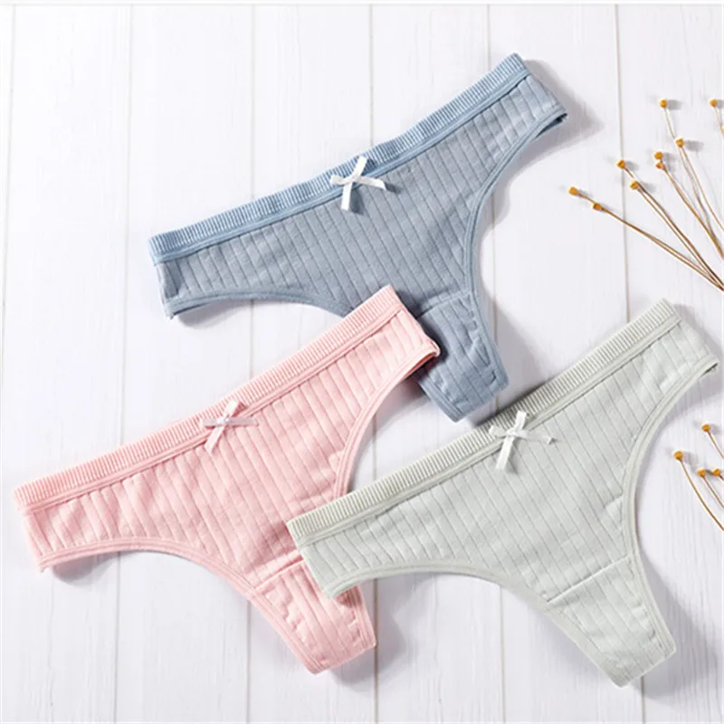 3Pcs/Lot Women's Cotton G-String Thong Panties String Underwear Women Briefs Sexy Lingerie Pants Intimate Ladies Letter Low-Rise
